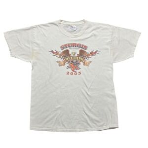 Sturgis 2003 Black Hills Rally Graphic 63rd Anniversary T-Shirt Mens L White